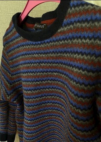 VAKKO %100 Kuzu yünü Kadın Çok Renkli Örgü Bohem Kazak - Görsel 3