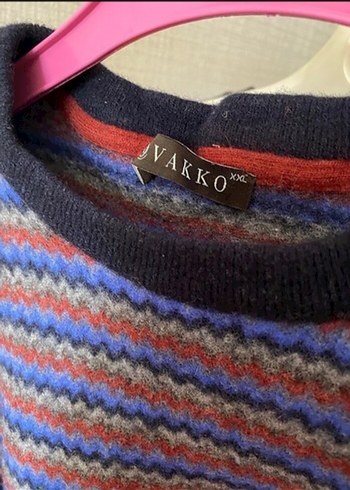 VAKKO %100 Kuzu yünü Kadın Çok Renkli Örgü Bohem Kazak - Görsel 2