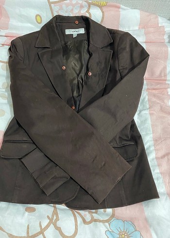 Düğmeli Kahverengi Kadın Blazer Ceket - Görsel 3