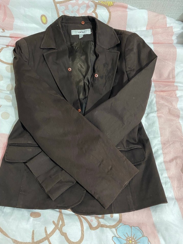 Düğmeli Kahverengi Kadın Blazer Ceket - Görsel 3