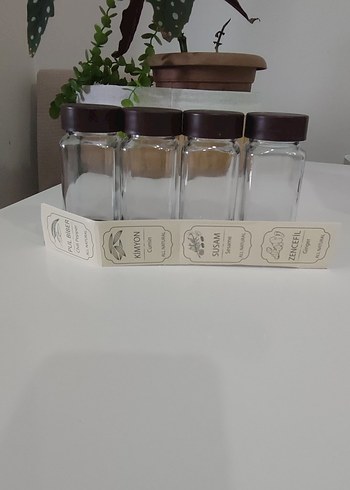 Beden Akasya Kapaklı Cam Baharatlık Seti
