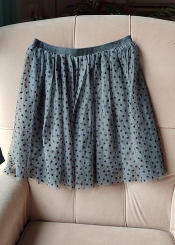 H&M Gri yıldızlı Fırfırlı Kız Eteği