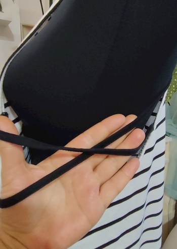 Beyaz Çizgili Baskılı plaj elbisesi - Görsel 5