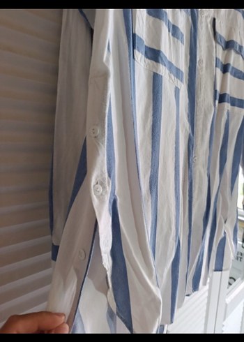 LC Waikiki Düğmeli Çizgili Uzun Kollu Kadın Gömlek
