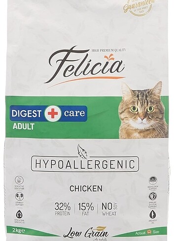 Felicia 2 kg yetişkin maması tavuklu hypoallergenic kedi maması 
