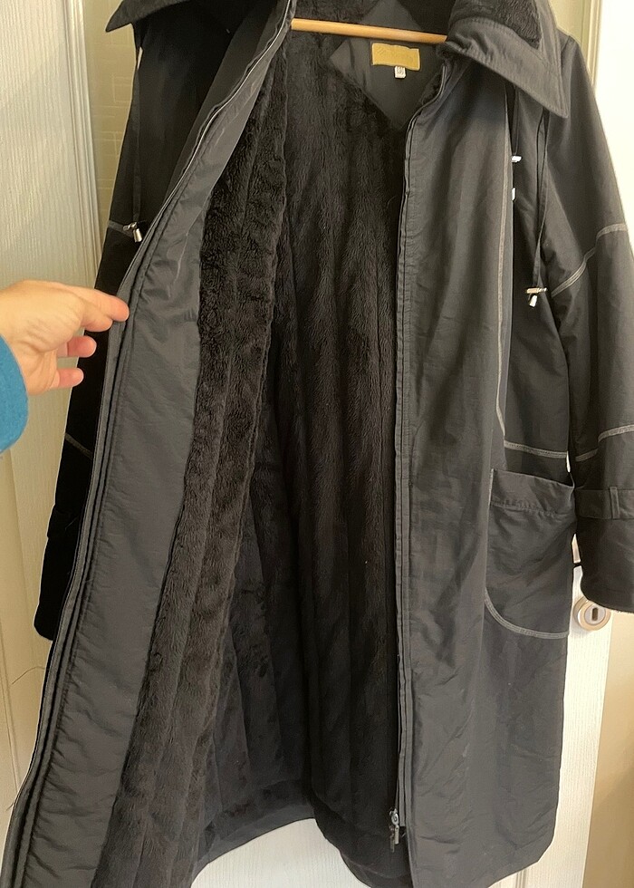 İçi kürklü Su Geçirmez Uzun Kaban - Görsel 2