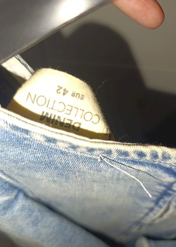 Kadın Mavi Denim Fırfırlı Midi Elbise - Görsel 4