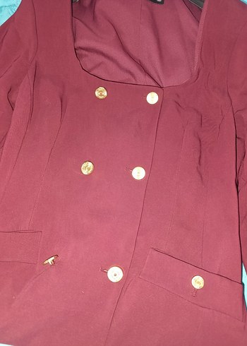 karen millen bordo elbise Gold düğmeli - Görsel 6