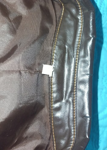 Kahverengi Deri Kadın Biker Ceket - Görsel 7