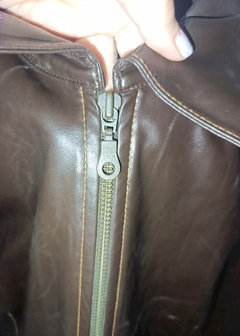 Kahverengi Deri Kadın Biker Ceket - Görsel 4