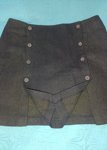 kışlık ön çift yirtmac detay mini etek - Görsel 6