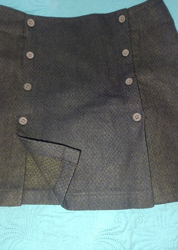 kışlık ön çift yirtmac detay mini etek - Görsel 7