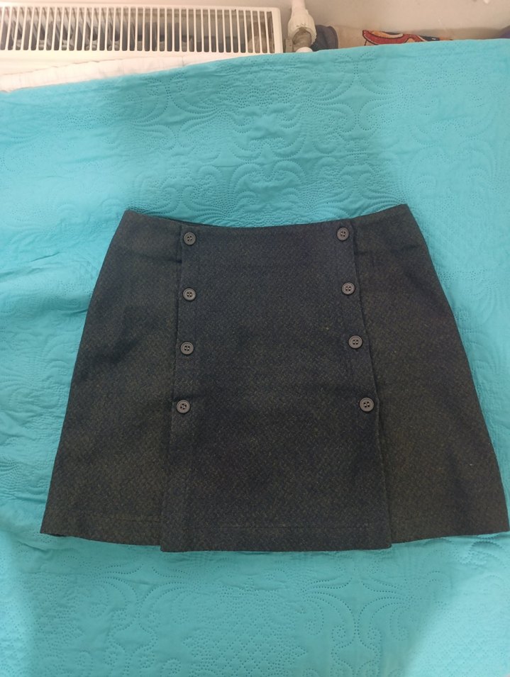 kışlık ön çift yirtmac detay mini etek - Görsel 2