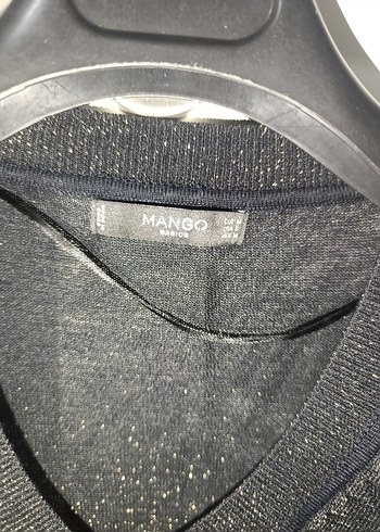 mango yarı transparan v yaka simli bluz - Görsel 3