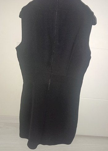 adl Düğmeli Siyah Midi Ofis Elbisesi - Görsel 6