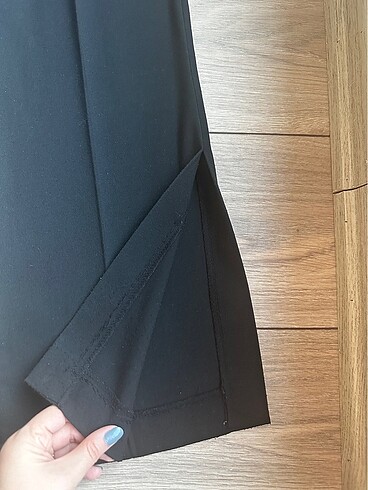 m Beden Koton siyah yırtmaçlı palazzo pantolon