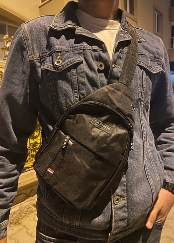 Siyah Baskılı Erkek Omuz Çantası - Görsel 2