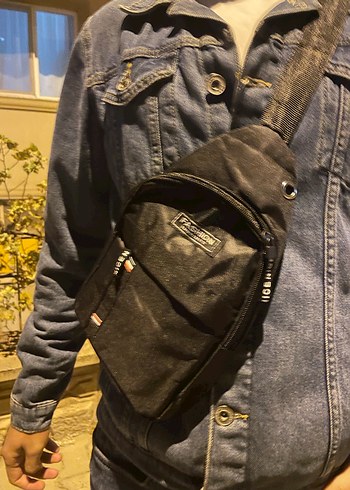 Siyah Baskılı Erkek Omuz Çantası - Görsel 3