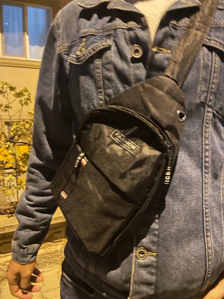 Siyah Baskılı Erkek Omuz Çantası - Görsel 3