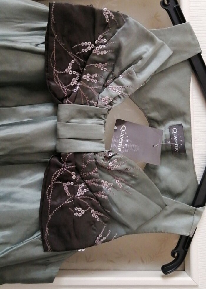 Tasarım Yeşil Pullu Elbise su yeşili - Görsel 2