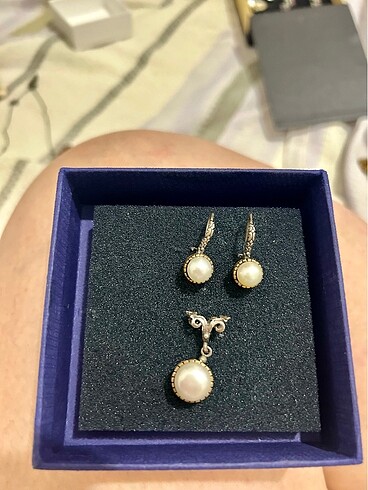 İnci Gümüş Kolye Küpe Seti