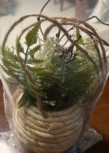 Mavi Yapay Çiçekli Hasır Saksı - Görsel 5