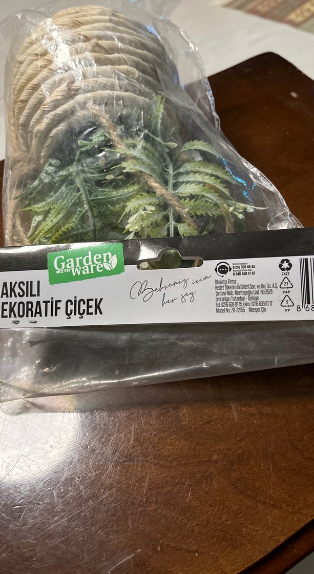 Mavi Yapay Çiçekli Hasır Saksı - Görsel 3