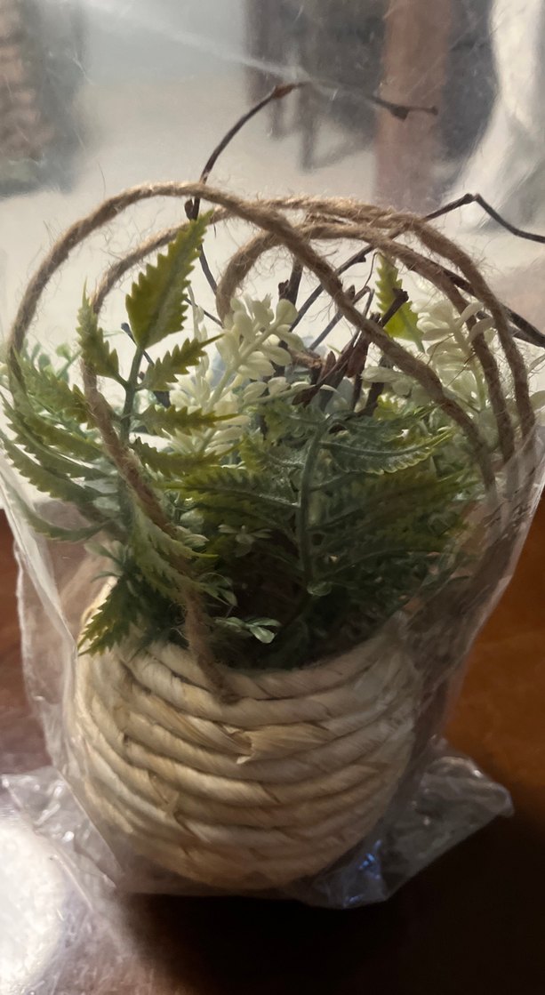 Mavi Yapay Çiçekli Hasır Saksı - Görsel 5