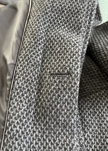 Düğmeli gri siyah Erkek Kaban - Görsel 10