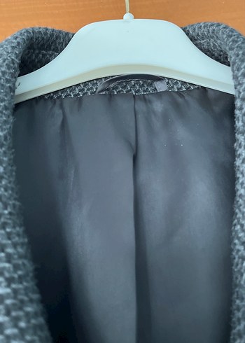 Düğmeli gri siyah Erkek Kaban - Görsel 7