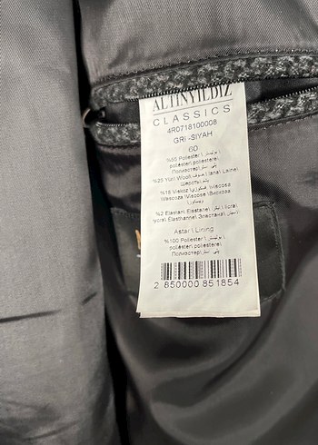 Düğmeli gri siyah Erkek Kaban - Görsel 5