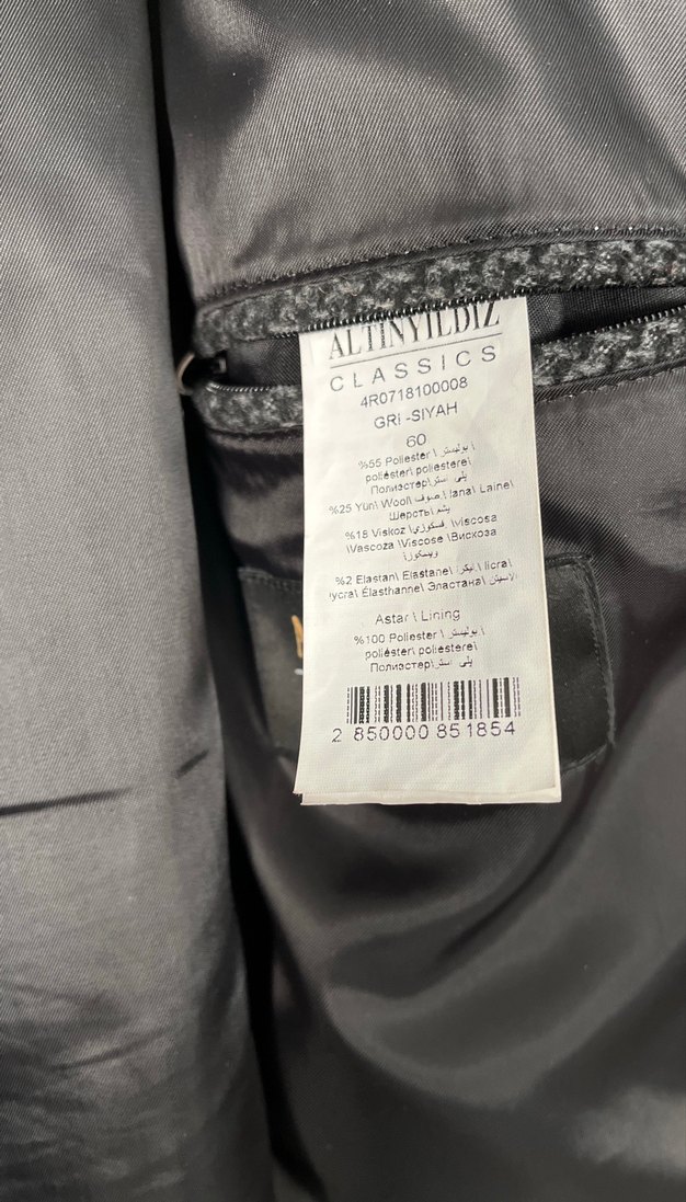 Düğmeli gri siyah Erkek Kaban - Görsel 5