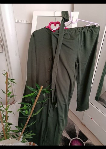 Haki Uzun Kollu Salaş Kadın Takım - Görsel 2
