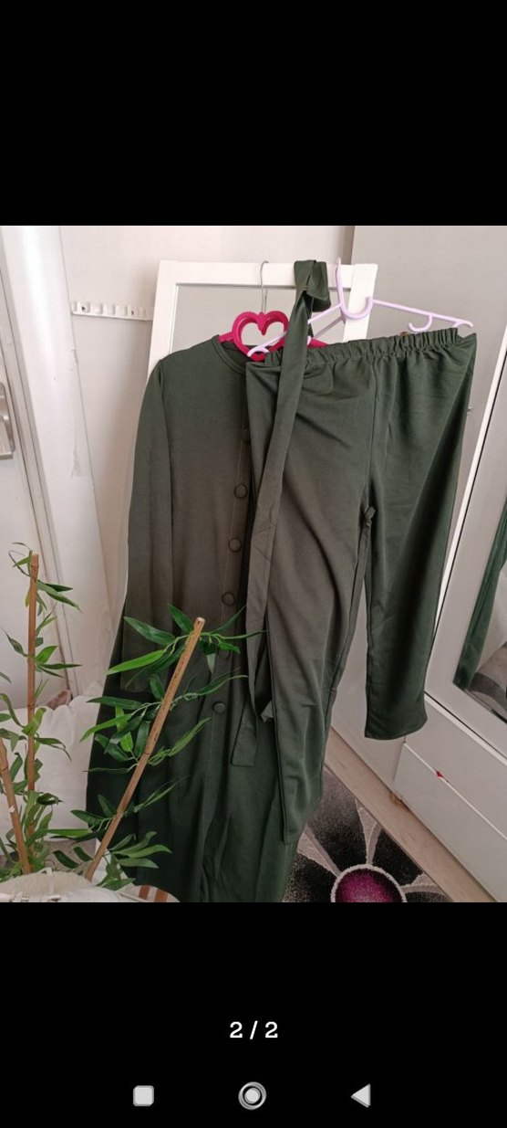 Haki Uzun Kollu Salaş Kadın Takım - Görsel 2