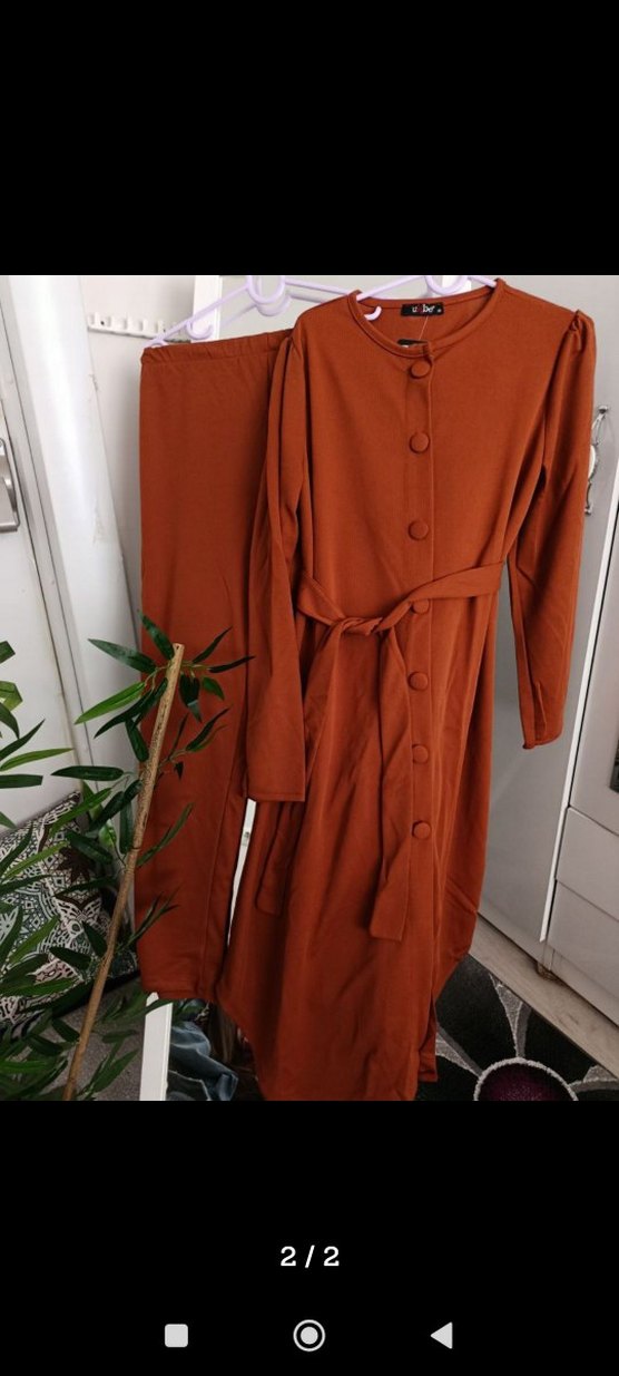 Kahverengi Uzun Kollu Kadın Takım M - Görsel 2