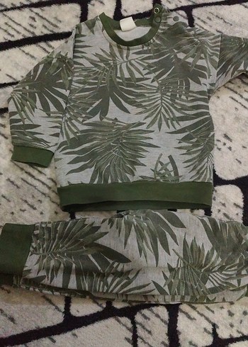 bebek Yeşil Desenli Uzun Kollu Pijama