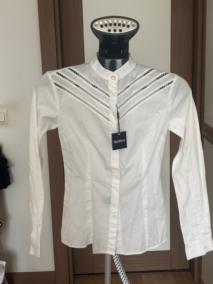 Network Beyaz Düğmeli Kadın Gömlek - Görsel 2
