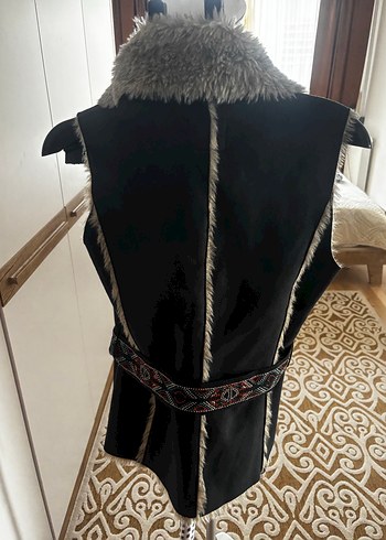 Gri Kürklü Kadın Yelek - Görsel 2