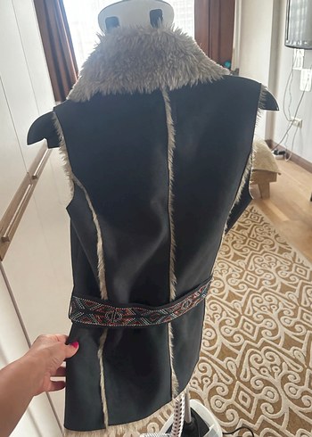 Gri Kürklü Kadın Yelek - Görsel 4