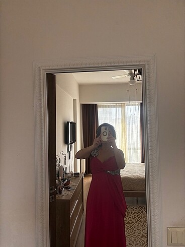 Abiye koyu pembe elbise - Görsel 6