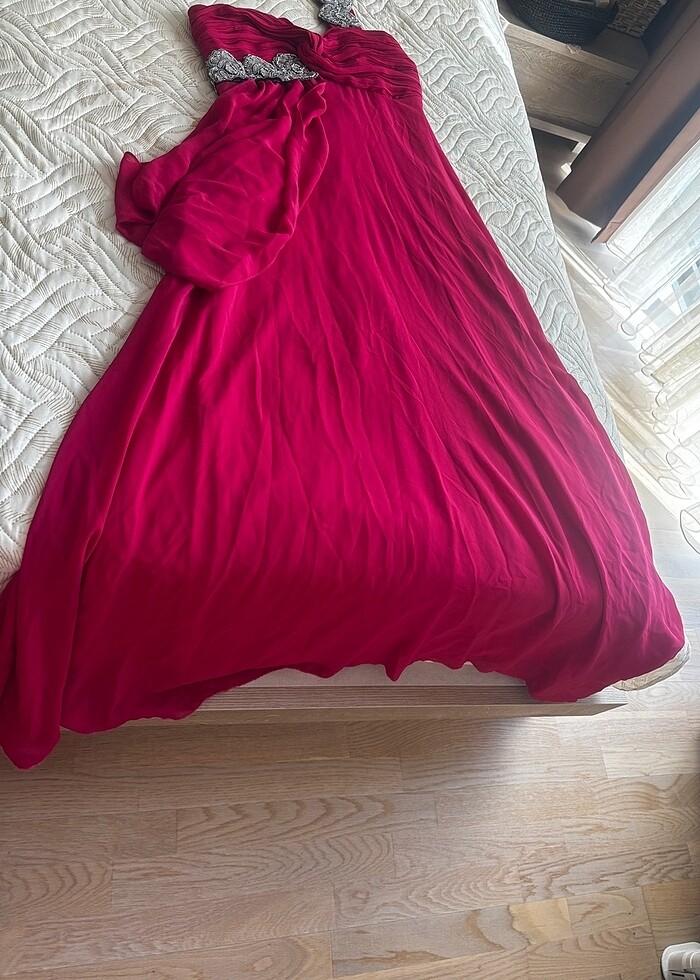 Abiye koyu pembe elbise - Görsel 2