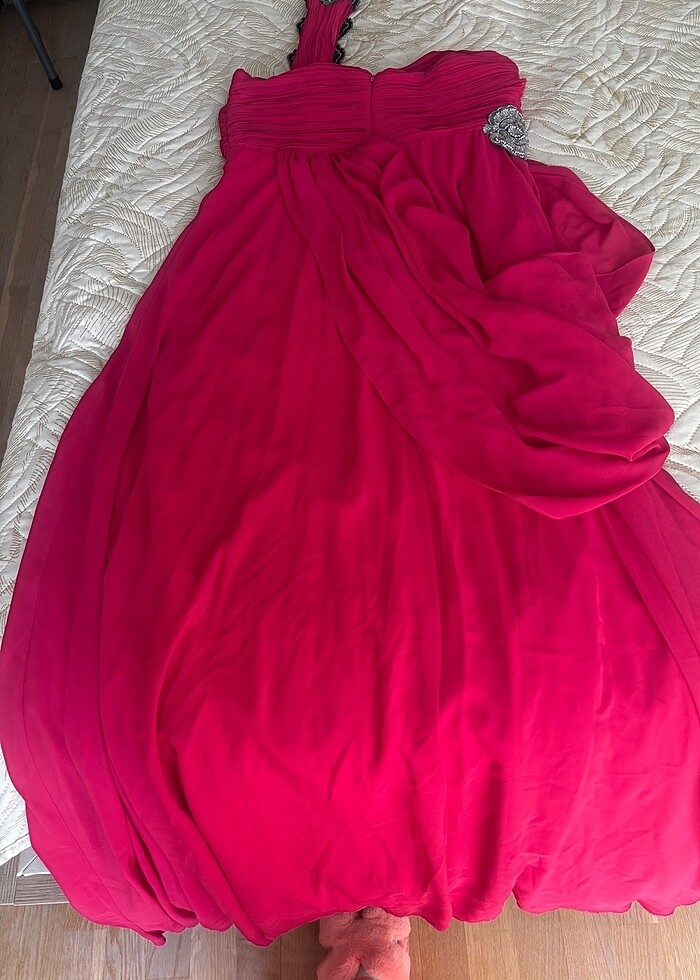 Abiye koyu pembe elbise - Görsel 3