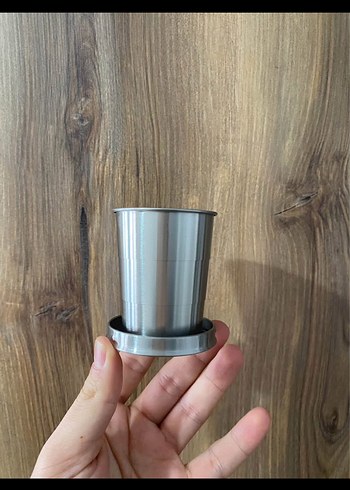 Katlanır Portatif Paslanmaz Çelik Bardak 150 ml - Görsel 3