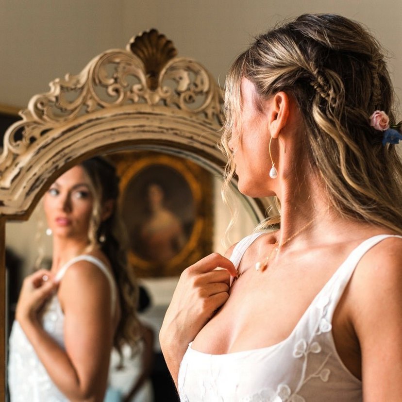 Gold zincir Beyaz inci detaylı kolye - Görsel 2