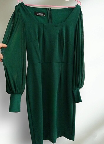 Diğer Koyu Yeşil Kadın Abiye Kalem Elbise 