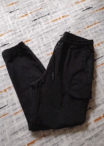 Siyah Bel ve paca lastikli Rahat Kesim jogger Pantolon 34 beden - Görsel 6