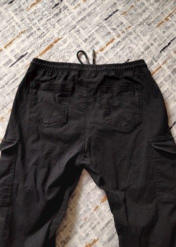 Siyah Bel ve paca lastikli Rahat Kesim jogger Pantolon 34 beden - Görsel 3