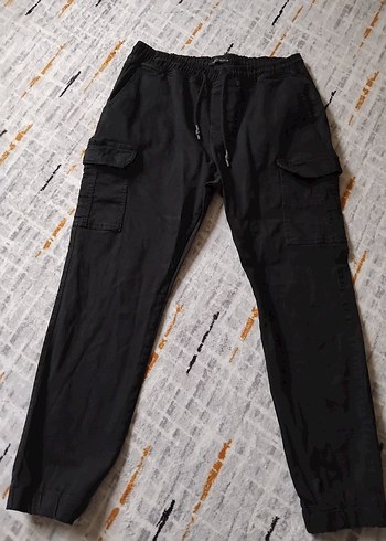 Siyah Bel ve paca lastikli Rahat Kesim jogger Pantolon 34 beden - Görsel 2