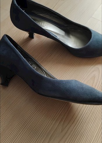 lacivert Süet Stiletto Topuklu Kadın Ayakkabı - Görsel 3