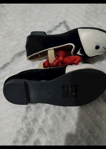 Kız Çocuk Siyah krem Baskılı Babet Ayakkabı - Görsel 4